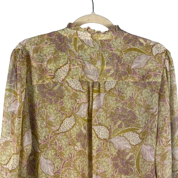 LOGO Lori Goldstein Chiffon Long Sleeve Blouse Sheer Floral Print Size Medium - Picture 7 of 10